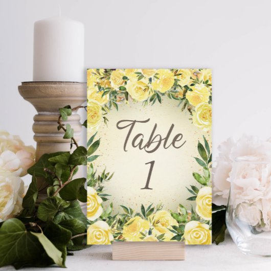 Carte Tableau Mariage floral jaune