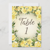 Carte Tableau Mariage floral jaune (Devant)