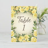 Carte Tableau Mariage floral jaune (Debout devant)