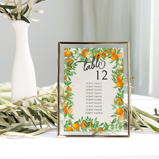 Carte Tableau Mariage Orange Blossom