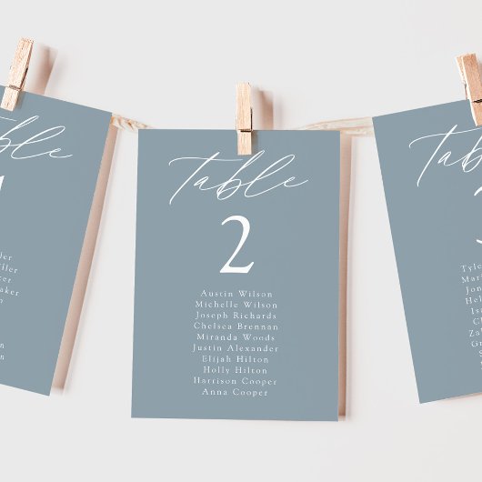 Carte Tableau moderne bleu poussiéreux Numéro de siège