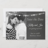 Carte Tableau noir et blanc Photo Enregistrer la date (Devant)