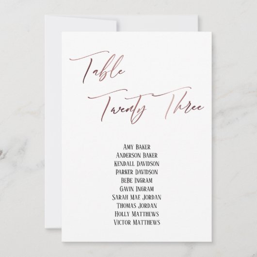 Carte Tableau Or Rose décontracté 23 Tableau de sièges (Devant)