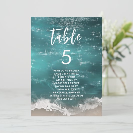 Carte Tableaux de placement de table de plage océanique (Debout devant)