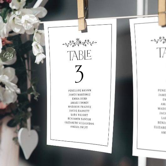 Carte Tableaux de placement élégants à monogramme floral