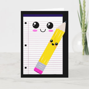 Carte Tablette d'écriture et crayon super mignons et amu