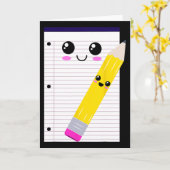 Carte Tablette d'écriture et crayon super mignons et amu (Fleur jaune)