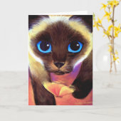 Carte Tablier Siamese Cat Papillon Whimsical Peinture Ar (Fleur jaune)
