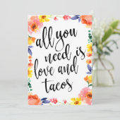 Carte Taco bar abordable boho signe floral (Debout devant)