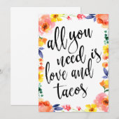 Carte Taco bar abordable boho signe floral (Devant / Derrière)