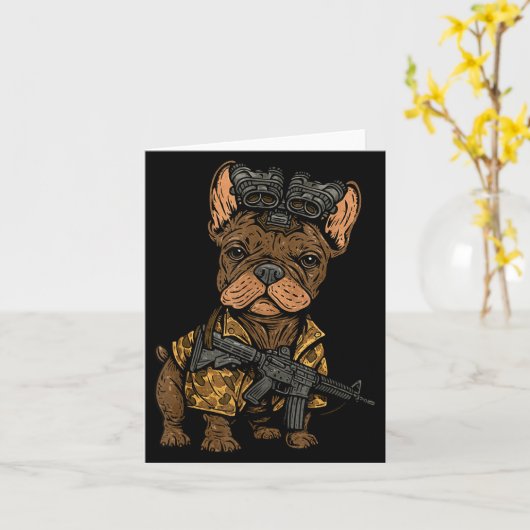 Carte Tactical Frenchie Funny Dog Bulldog With Nvg Meme (Fleur jaune)