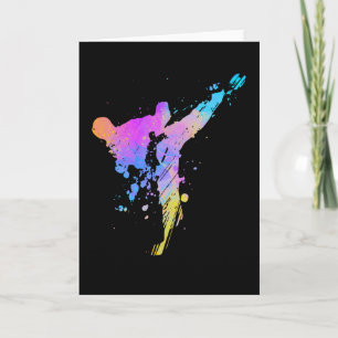 Carte Tae Kwon Do Karate Silhouette colorée pour filles