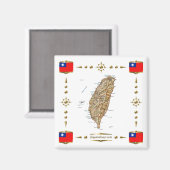 Carte Taïwan + Magnet des drapeaux (Recto/Verso)