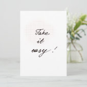 Carte Take it easy minimal handwritten card (Debout devant)
