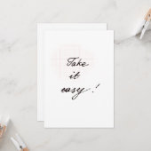 Carte Take it easy minimal handwritten card (Devant/Arrière en situation)