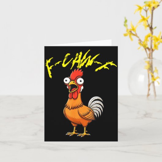 Carte Talking Funny Chicken  (Fleur jaune)