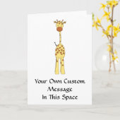 Carte Tall Cute Giraffe. Un dessin animé animal. (Fleur jaune)