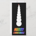 Carte Tall Snowman   "JOYEZ NOËL !" dans Rainbow Text<br><div class="desc">Cette conception stupide de carte de voeux de Noël comporte le message "MERCI NOËL !" ayant des lettres avec un motif de gradient de spectre arc-en-ciel. L'avant représente également un bonhomme de neige très grand. Le dos contient un message personnalisable.</div>