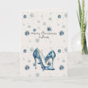 Carte Talons hauts flocons de neige bleus crème