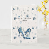 Carte Talons hauts flocons de neige bleus crème (Fleur jaune)