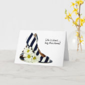 Carte talons hauts rayés avec anniversaire marguerite bl (Fleur jaune)