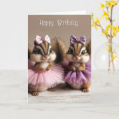 Carte Tamarins d'anniversaire portant des tutus (Fleur jaune)