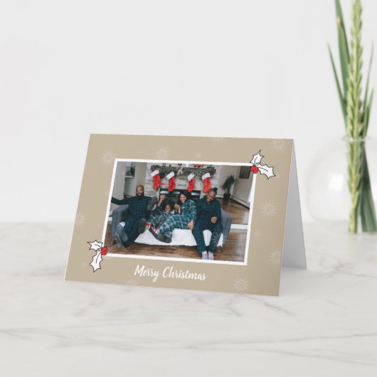 Carte Tan 2 Holly Berries Photo numérique Art de Noël (Devant)