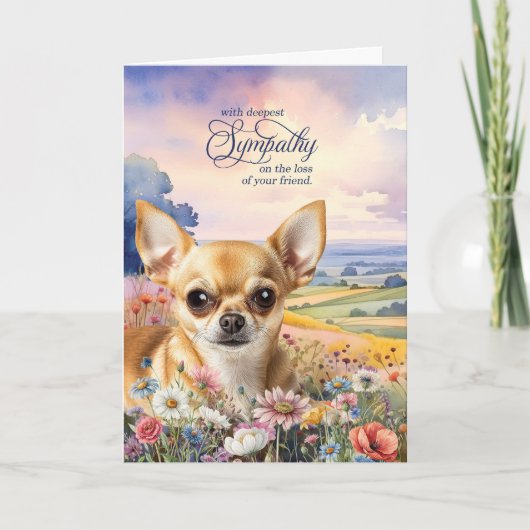 Carte Tan Chihuahua Field of Wildflowers Pet Sympathy (Devant)