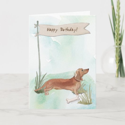 Carte Tan Dachshund Chien sous signe d'anniversaire (Devant)