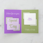 Carte Tante ajouter nom photo violet vert anniversaire (Intérieur)