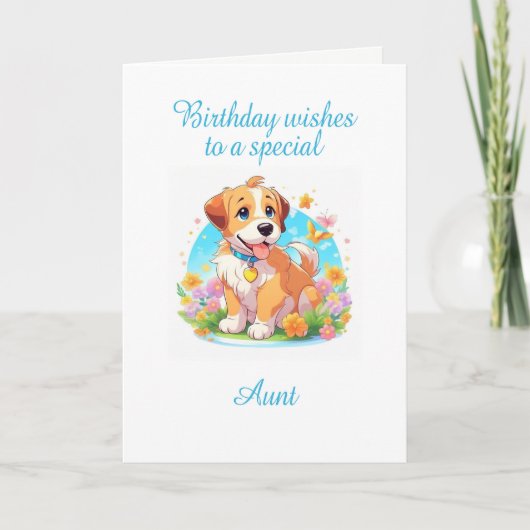 Carte Tante Anniversaire Chien chiot (Devant)