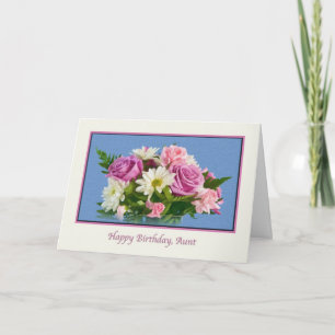 Carte Tante, Anniversaire, Floral, Rose