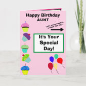 Carte Tante Anniversaire Pink Cupcake Tower NOM (Devant)