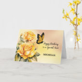 Carte Tante Anniversaire Roses Jaunes avec Papillon Mona (Fleur jaune)