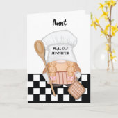 Carte Tante Anniversaire Whimsical Gnome Chef Cuisine (Fleur jaune)