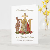 Carte Tante Bénédiction d'anniversaire Vierge catholique (Fleur jaune)