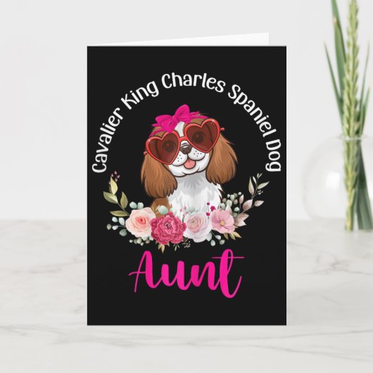 Carte Tante Cavalier King Charles Spaniel Vale Floral (Devant)