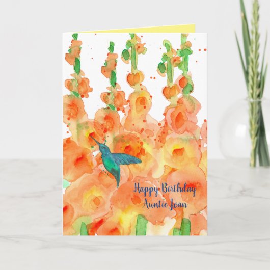 Carte Tante d'anniversaire heureuse de Hollyhocks (Devant)