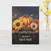Carte Tante et oncle Bonne Halloween avec panier (Fleur jaune)