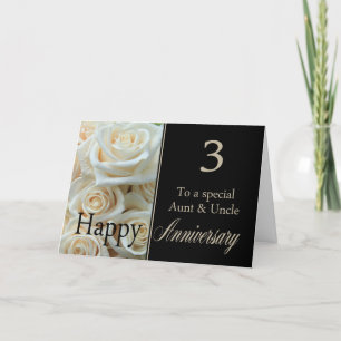 Carte Tante et oncle rose, 3e anniversaire du Mariage