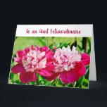 Carte Tante Extraordinaire BAE Love Peonies Élégant Chic<br><div class="desc">Grande carte de voeux, élégante et branchée, avec une belle photo de deux pivoines rouges roses pour votre tante préférée le jour de la fête des mères, de son anniversaire ou toute autre occasion. Pour une "tante Extraordinaire" Extraordinaire, avec patience, gentillesse et compréhension, et beaucoup d'amour. Vous pouvez customiser tous...</div>