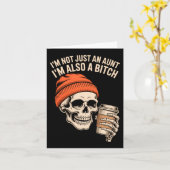 Carte Tante Funny Skeleton Tatie (Fleur jaune)