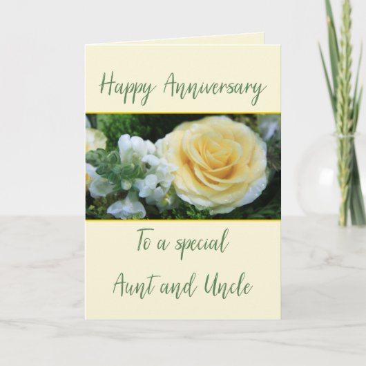 Carte Tante oncle Mariage Anniversaire Rose Jaune (Devant)