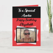 Carte Tante photo nom rouge noir anniversaire (Devant)