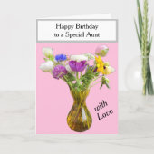 Carte Tante rose Fleurs d'anniversaire (Devant)