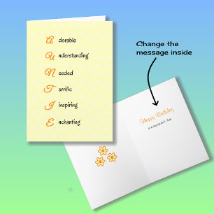 Carte Tante texte d'anniversaire fleurs orange