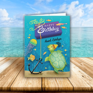 Carte Tante Tortue d'anniversaire présente