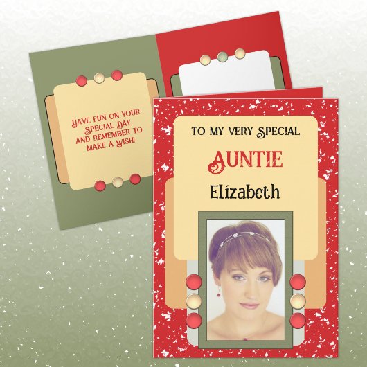 Carte Tante très spéciale ajouter nom photo rouge