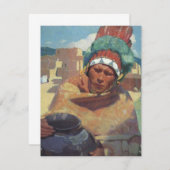 Carte Taos Indian tenant un pot d'eau par Blumenschein (Devant / Derrière)