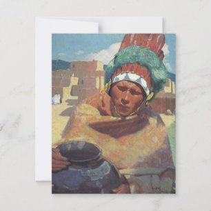 Carte Taos Indien tenant une cruche d'eau par Blumensche